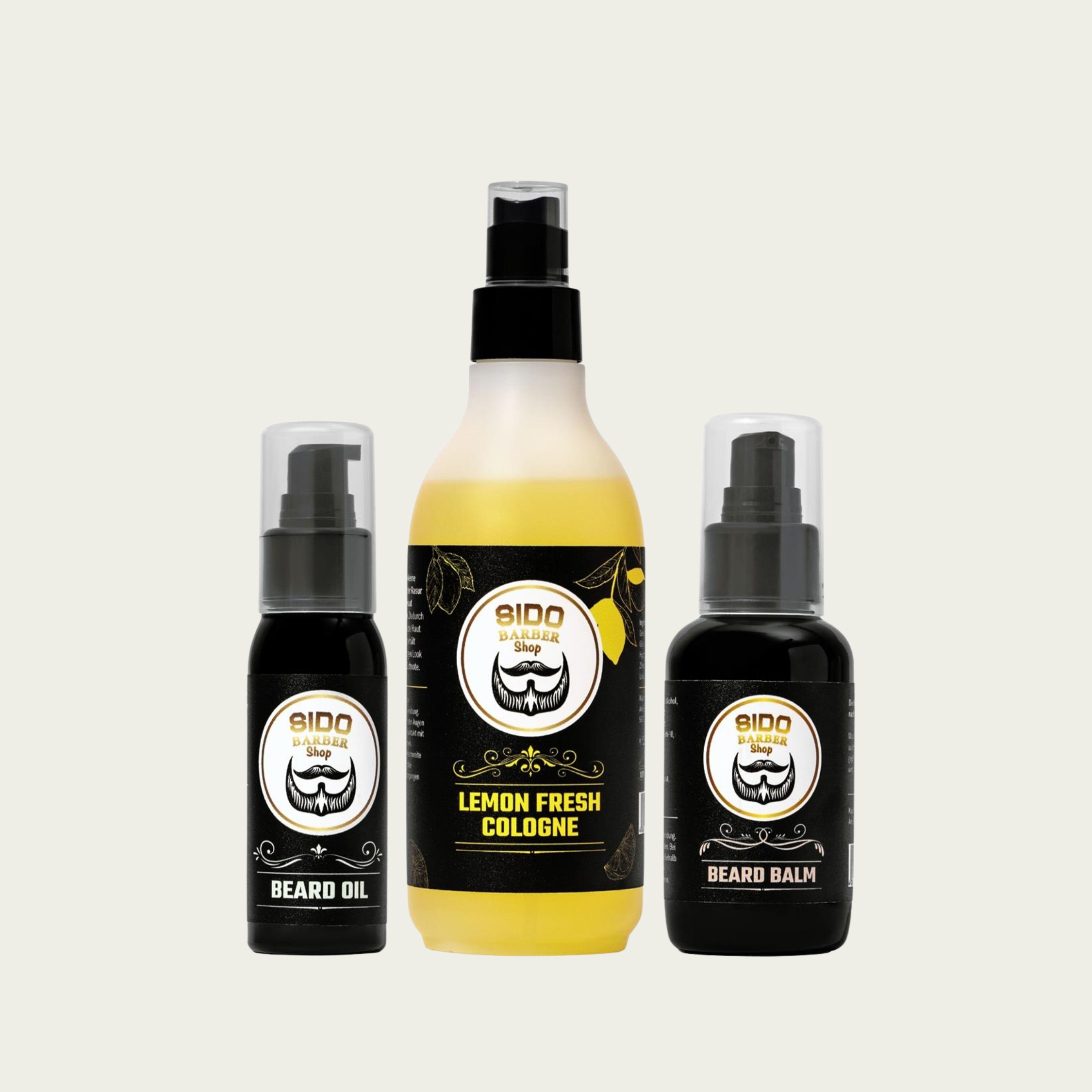 SIDO BARBER - Bartpflege Set - 3er Set aus Bartöl, Bartbalm und Cologne Spray - Bartpflege Produkte für Herren mit wertvollen, natürlichen Inhaltsstoffen - für jeden Bart- und Hauttyp geeignet