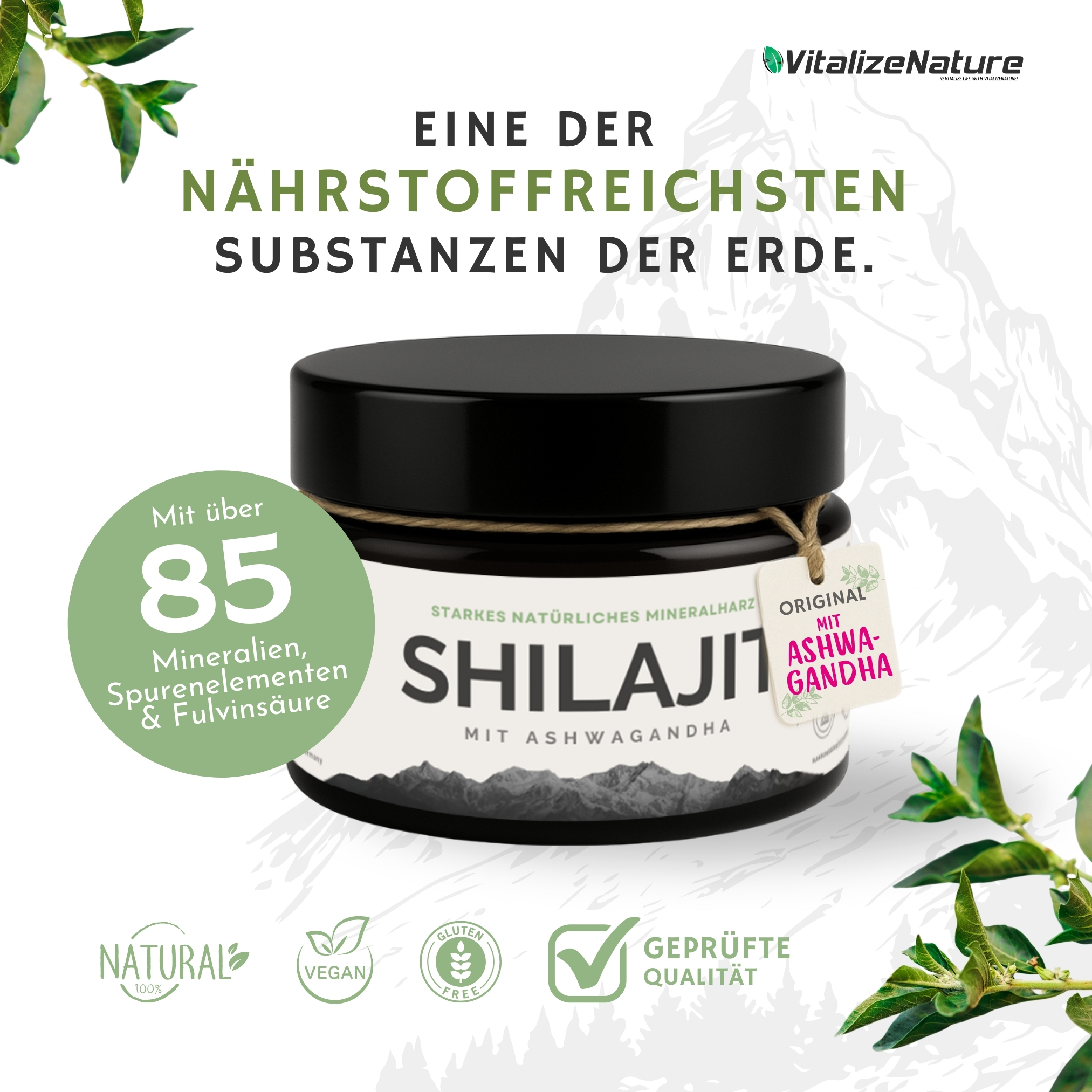 VitalizeNature Shilajit 3x30g – Original Himalaya Harz + Ashwagandha
