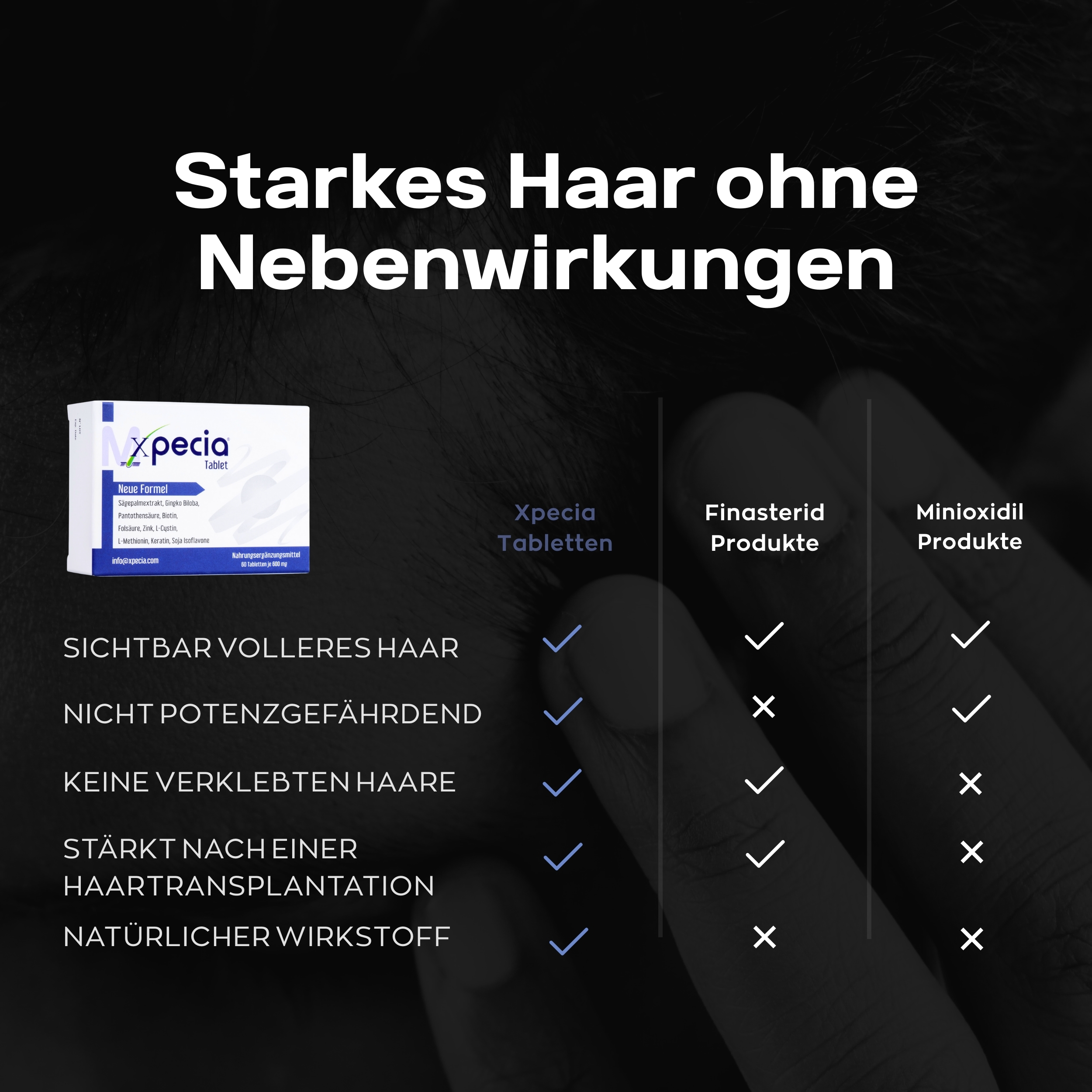 Xpecia Tabletten für Männer – Natürlicher DHT-Blocker gegen Haarausfall - 6 Stück