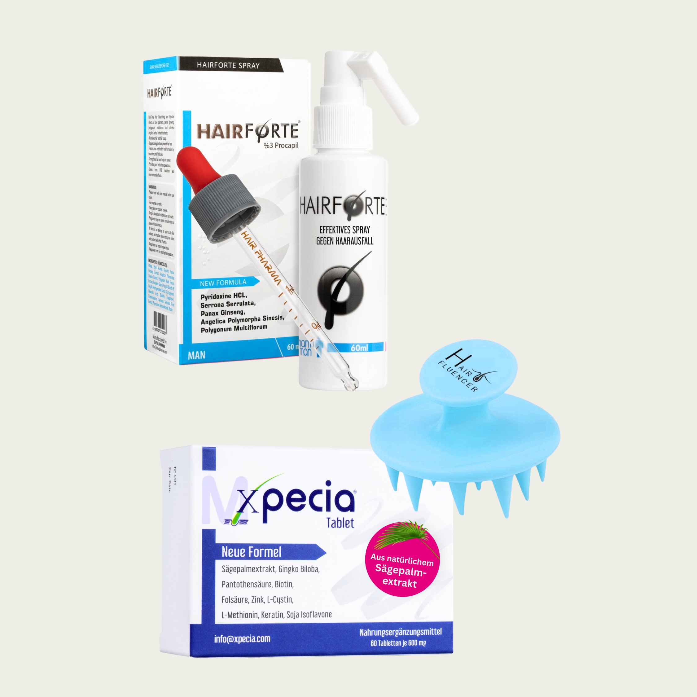 Anti Haarverlust Set. Xpecia + Hair Forte DHT Blocker Hair Growth Kit Männer