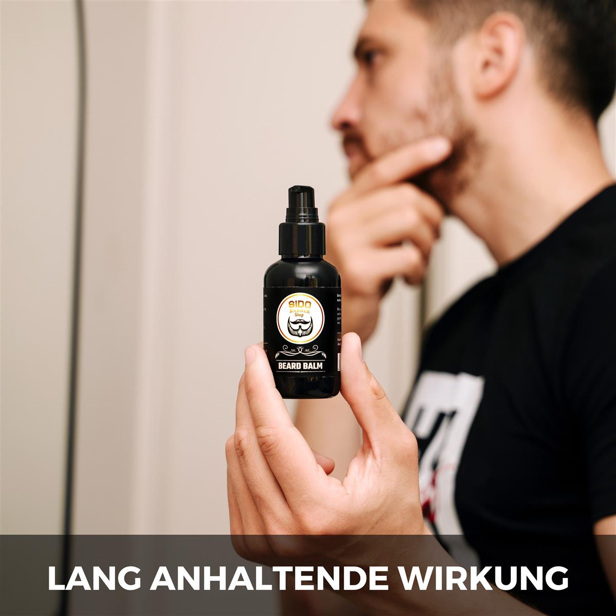 SIDO BARBER After Shave Balsam mit Aloe Vera (100ml, Zitrusduft) - Bart Balsam zur Pflege & nach der Rasur - Aftershave Beard Balm für Herren mit Kokosöl & Jojoba Öl - Bart Creme for Men