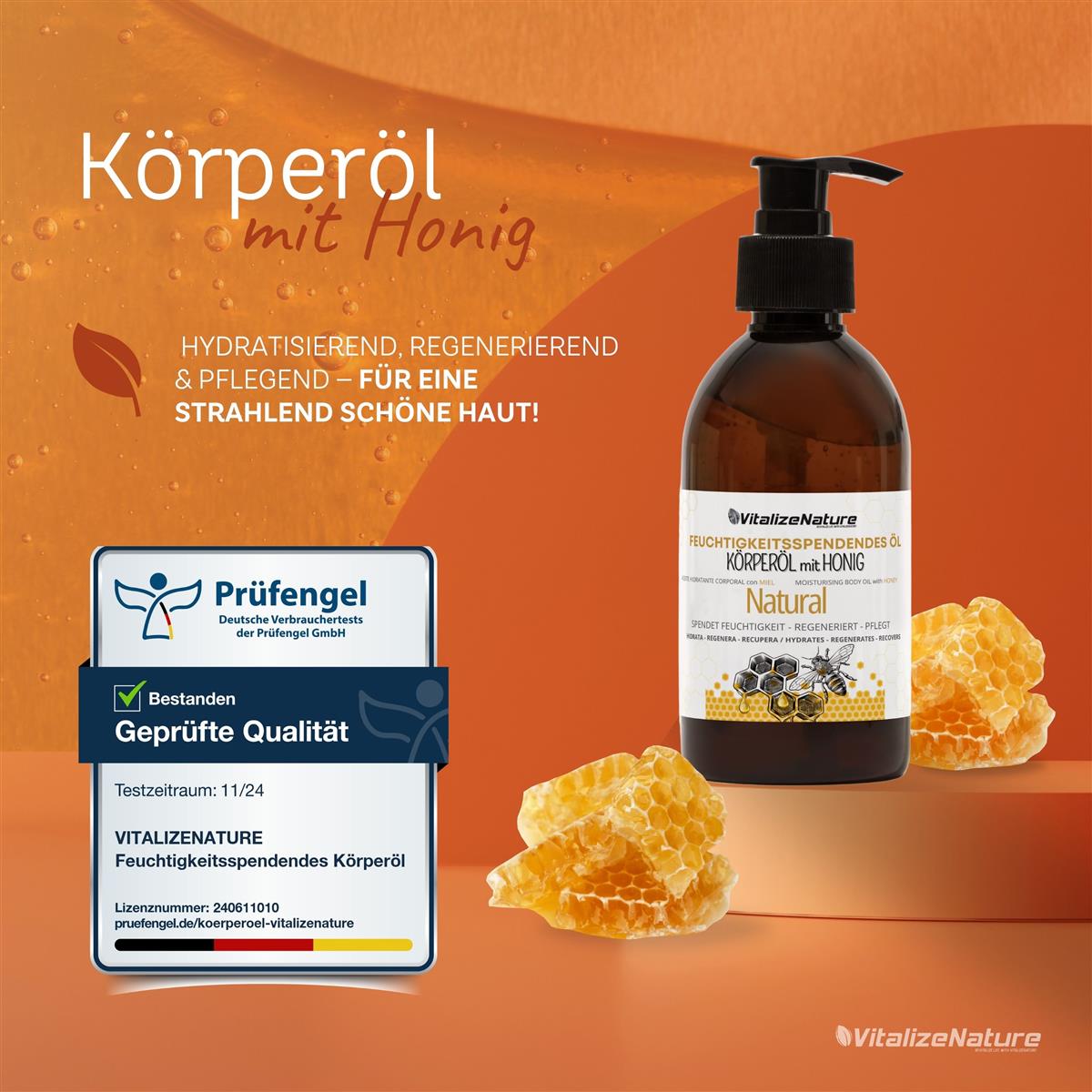 VitalizeNature Feuchtigkeitsspendendes Körperöl mit Honig