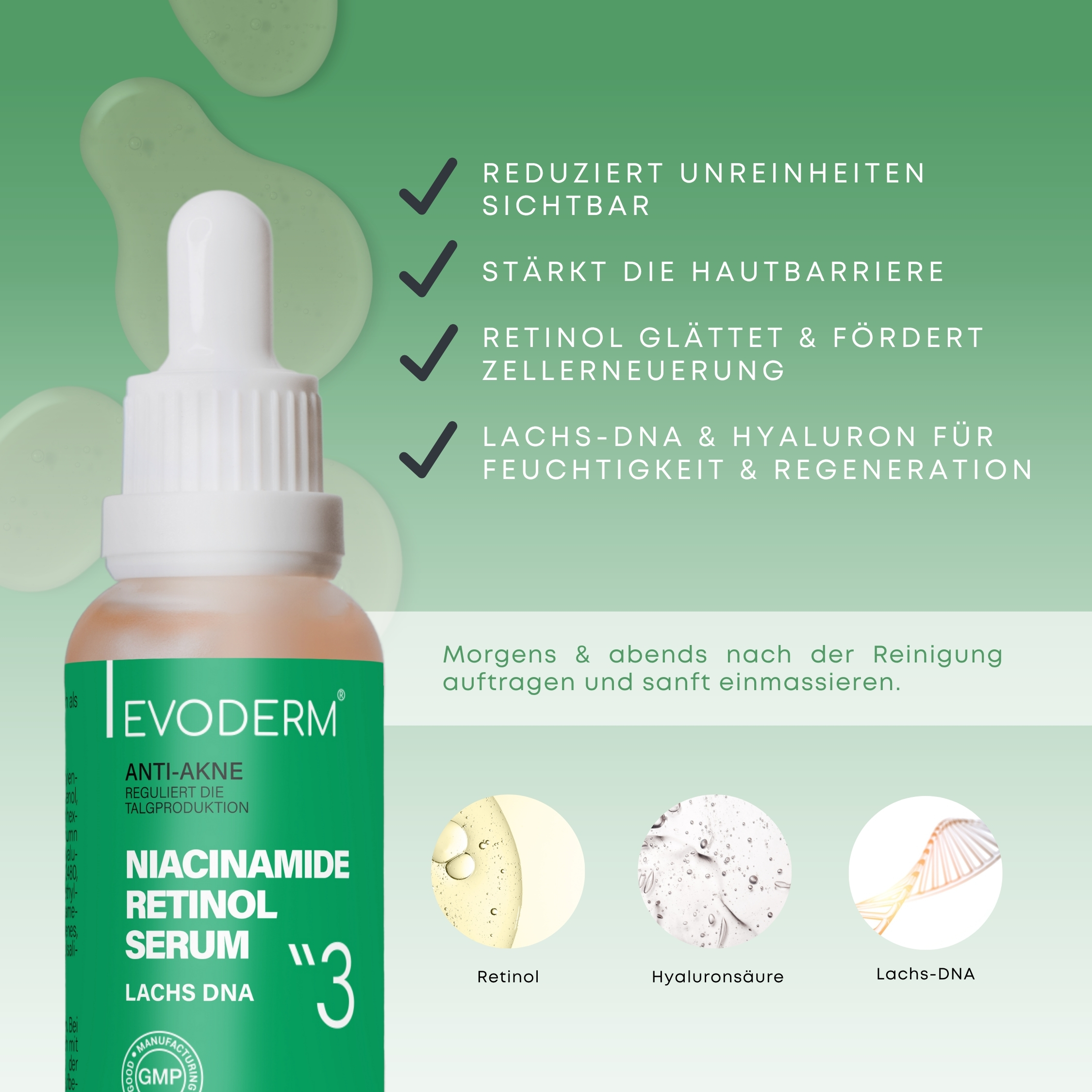 Anti-Akne Hautpflege Set – Gesichtsgel, Gesichtswasser & Retinol Serum mit Niacinamid