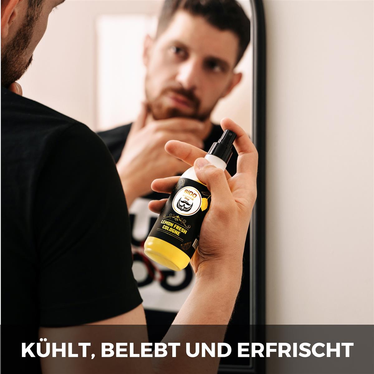 SIDO BARBER Cologne Spray After Shave Herren (250ml, Fresh Lemon) - Barber Spray for Men nach der Rasur - Rasierwasser Spray zur Pflege nach der Rasur - Beruhigt die Haut nach dem Rasieren