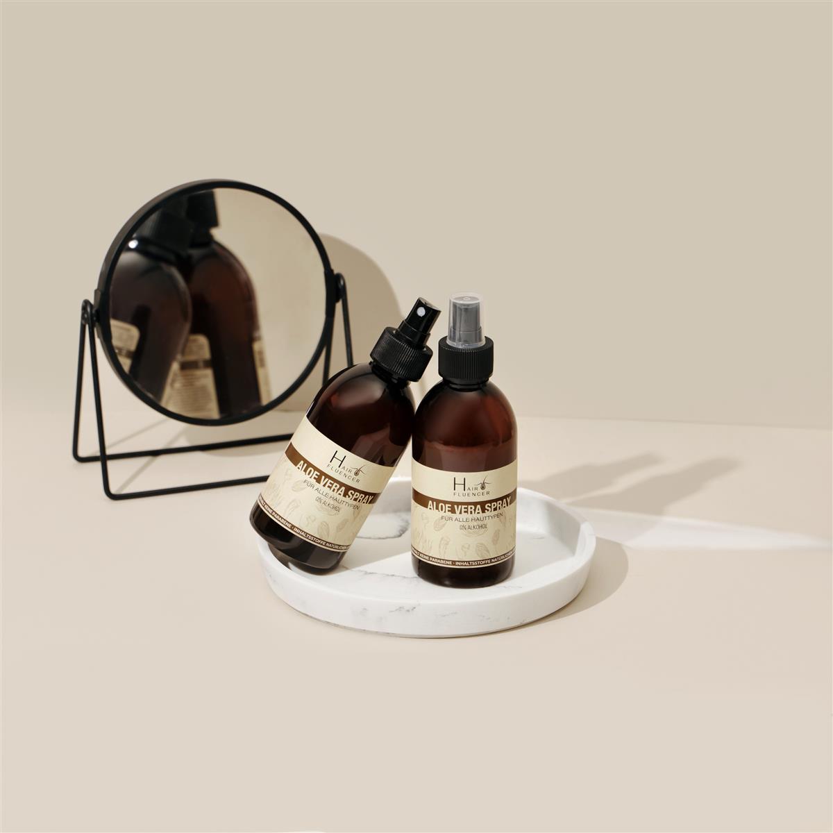 Hairfluencer Bio Aloe Vera Spray 250 ml - Ohne Alkohol aus Blattsaft zur Pflege von Haut und Haare - feuchtigkeitsspendend und entzündungshemmend - gegen Pickel und Akne ohne Parabene